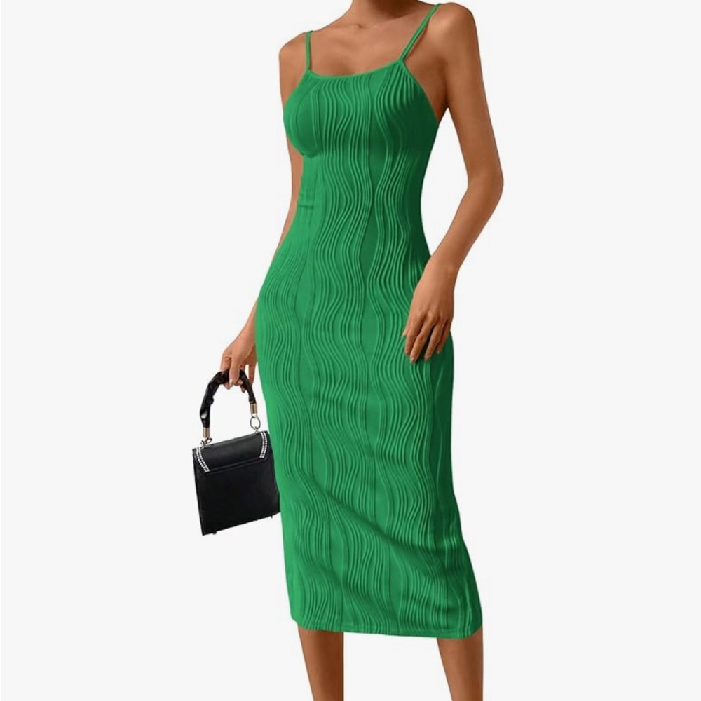 New-Elegant Green Midi Dress